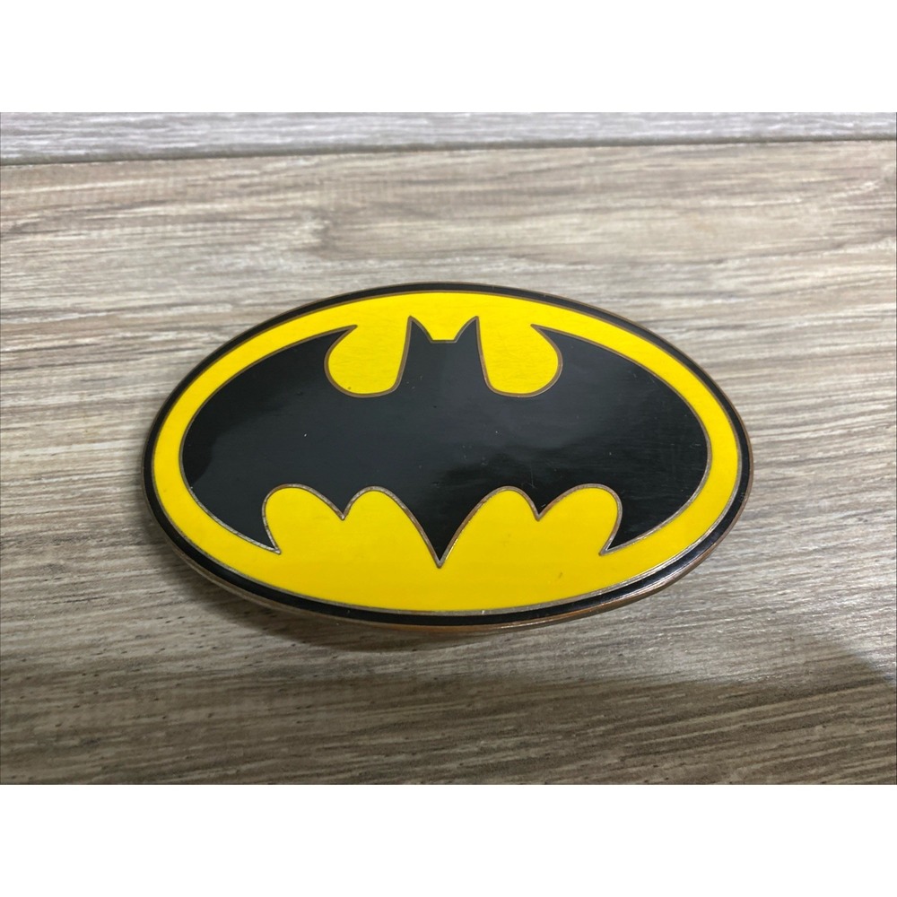 Vintage Batman Belt Buckle DC Comics GTO Yellow Black Enamel Superhero Gotham